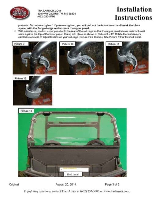 Trail Armor Polaris Rzr 4 900 Rear Window Dust Shield