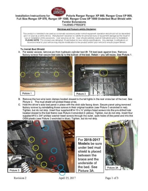 Trail Armor Polaris Ranger Mud Shield Fender Extensions