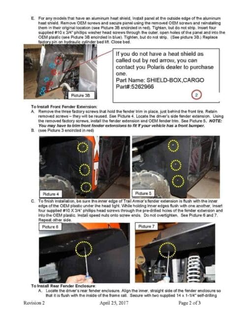 Trail Armor Polaris Ranger Mud Shield Fender Extensions