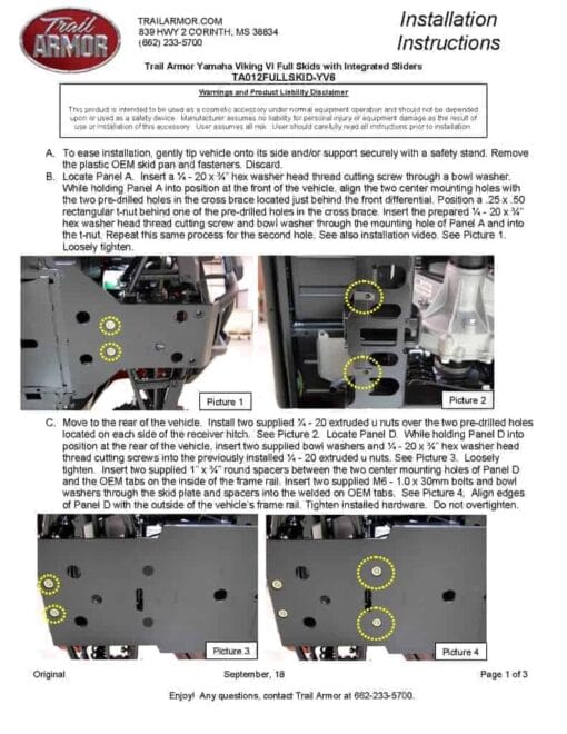 Trail Armor Yamaha Viking Vi Skid Plate With Rock Sliders