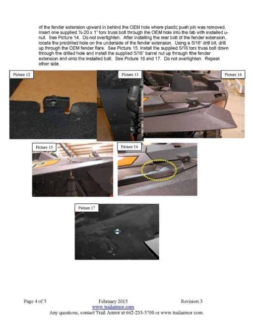 Trail Armor Polaris Rzr Xp Mud Flap Fender Extensions, 14 - 18 Full Set