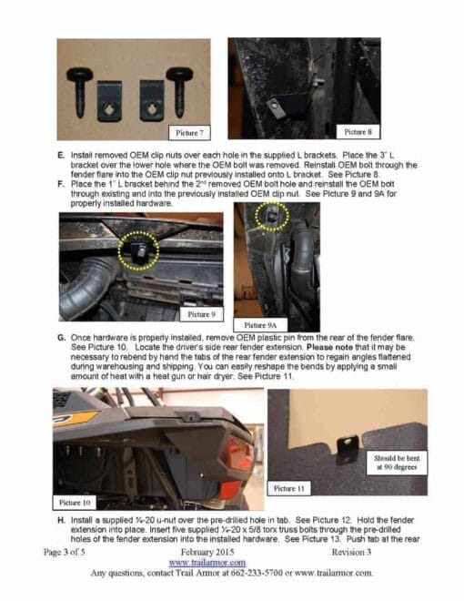 Trail Armor Polaris Rzr Xp Mud Flap Fender Extensions, 14 - 18 Full Set