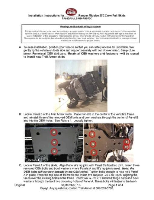 Trail Armor Polaris Ranger Crew 570 Skid Plate, Midsize