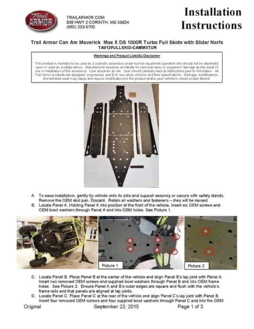 Trail Armor Can-am Maverick Max Full Skid Plate With Integrated Sliders