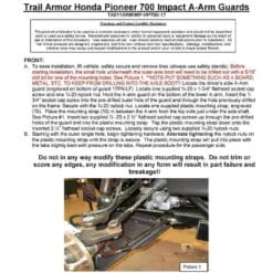 Trail Armor Honda Pioneer 700 A Arm Guards - 14/16 Models