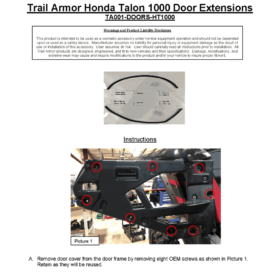 Trail Armor Honda Talon Lower Door Insert Kit