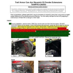 Trail Armor Can-am Maverick X3 Mud Flap, 64" Model Fender Extensions