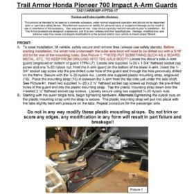 Trail Armor Honda Pioneer 700 A Arm Guards - 14/16 Models