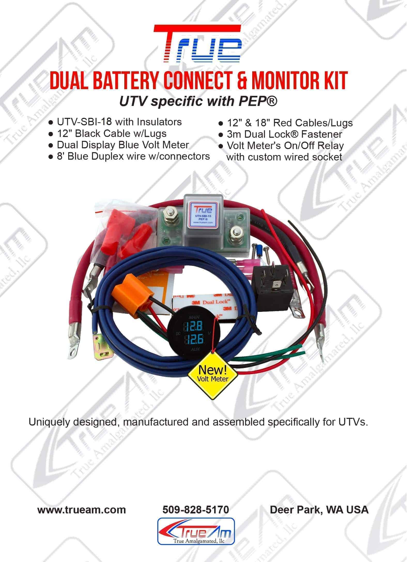 True Amalgamated Utv Dual Battery Wiring Kit, Smart Isolator With Meter