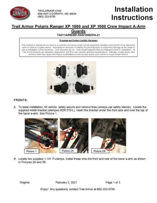 Trail Armor Polaris Ranger Xp 1000 A Arm Guards, Arched Arms