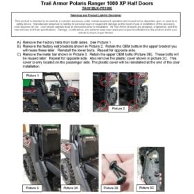 Trail Armor Polaris Ranger 1000 Doors, Solid Uhmw