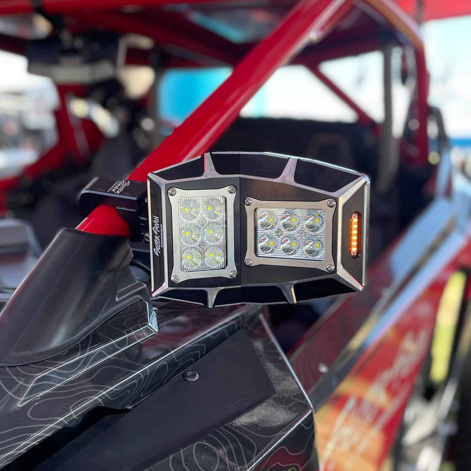 Sector Seven Sawtooth Utv Led Lighted Mirrors, Amber Marker