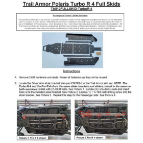 Trail Armor Polaris Rzr Turbo R 4 Skid Plate With Rock Sliders Option