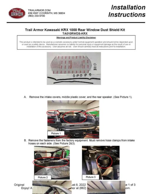 Trail Armor Kawasaki Krx 1000 Rear Window, Dust Guard