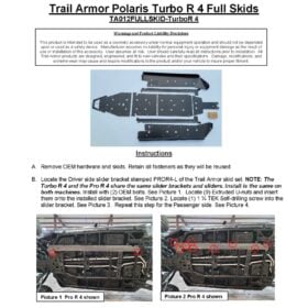 Trail Armor Polaris Rzr Turbo R 4 Skid Plate With Rock Sliders Option