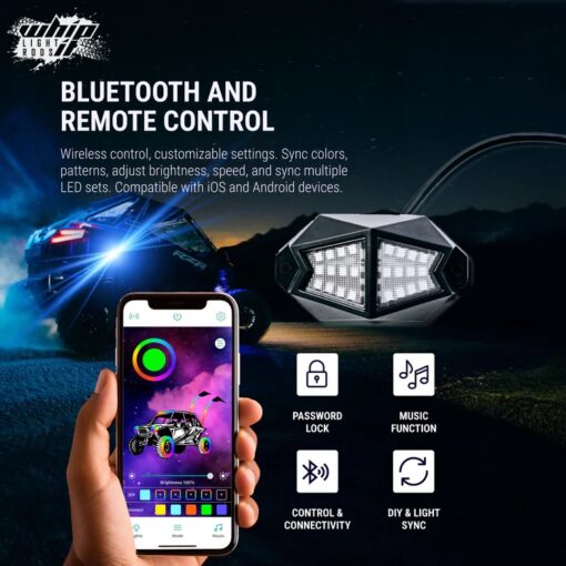 Whipit Utv/atv Rock Lights, 210 Degrees Of Coverage