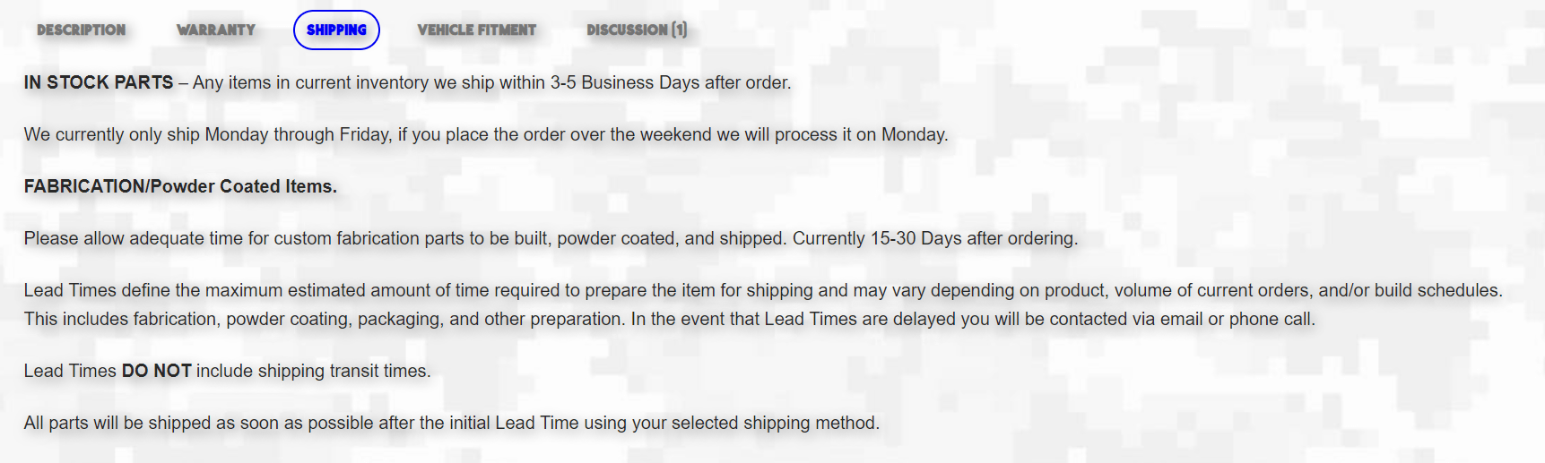 Shipping Description
