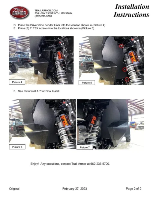 Kawasaki KRX 4 1000 Fender Inserts, Fill The Fender Gap