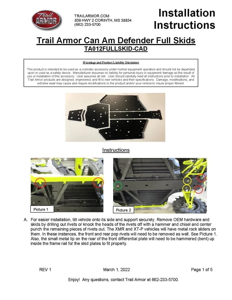 Trail Armor Can-am Defender 6x6 Skid Plate, Full Protection