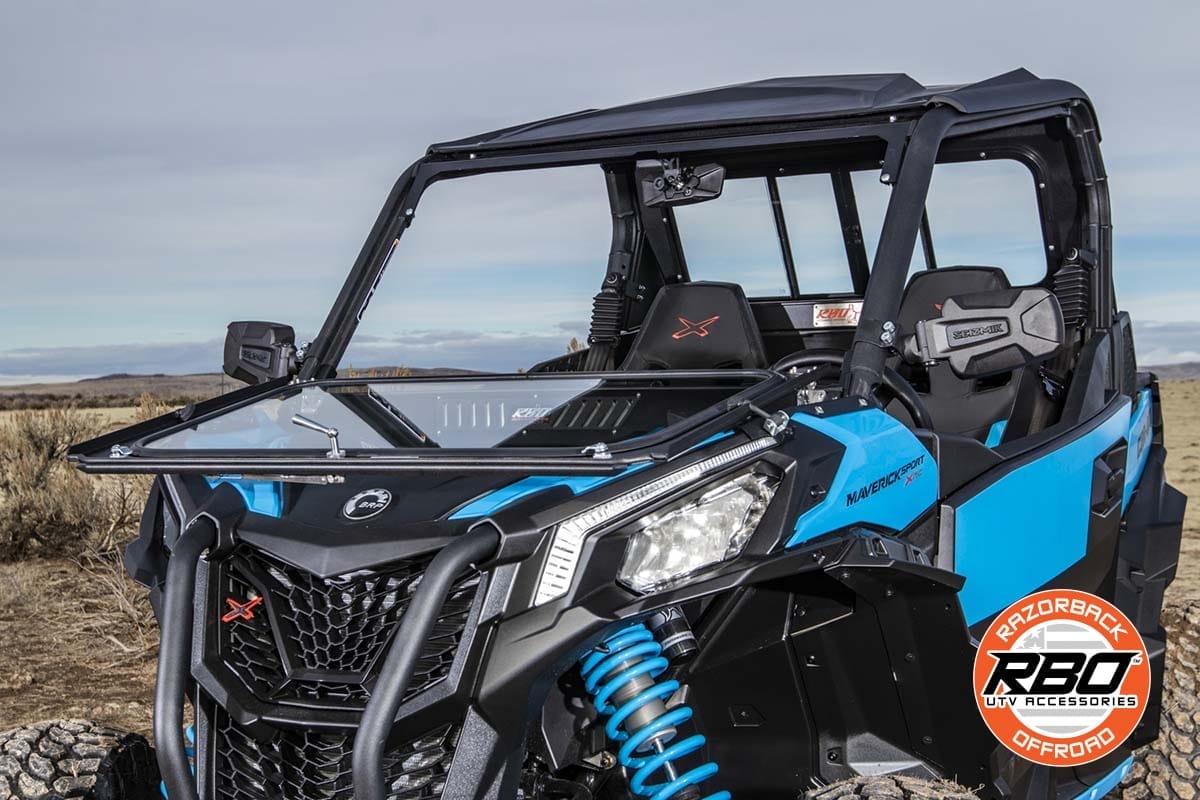 Razorback Can-am Maverick Folding Glass Windshield, Trail And Sports