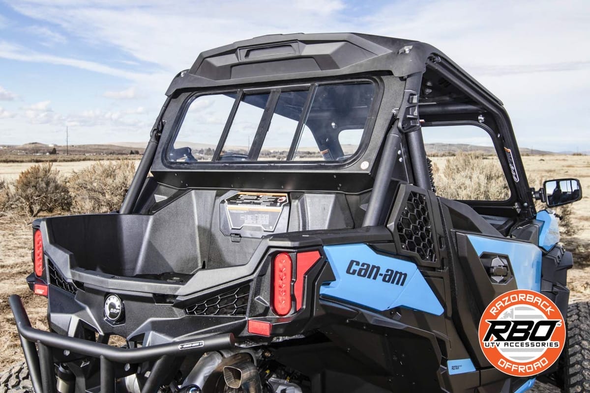 Razorback Can-am Maverick Rear Glass Window, Sliding Trail And Sports