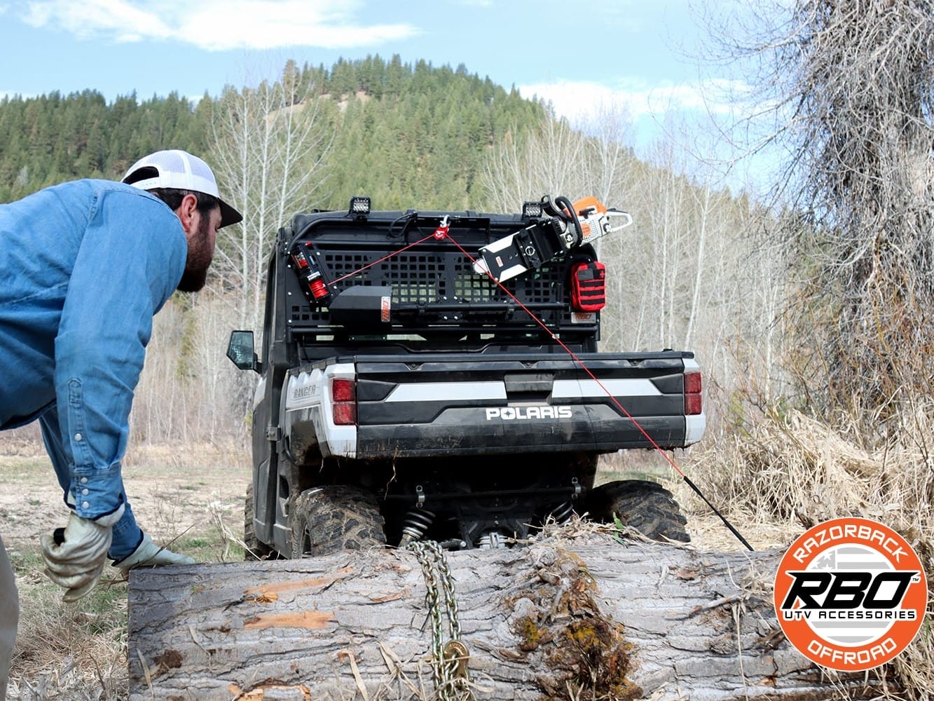 Razorback Polaris Ranger Headache Rack, Winch