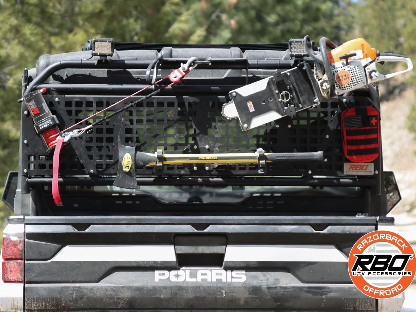 Razorback Polaris Ranger Headache Rack, Winch