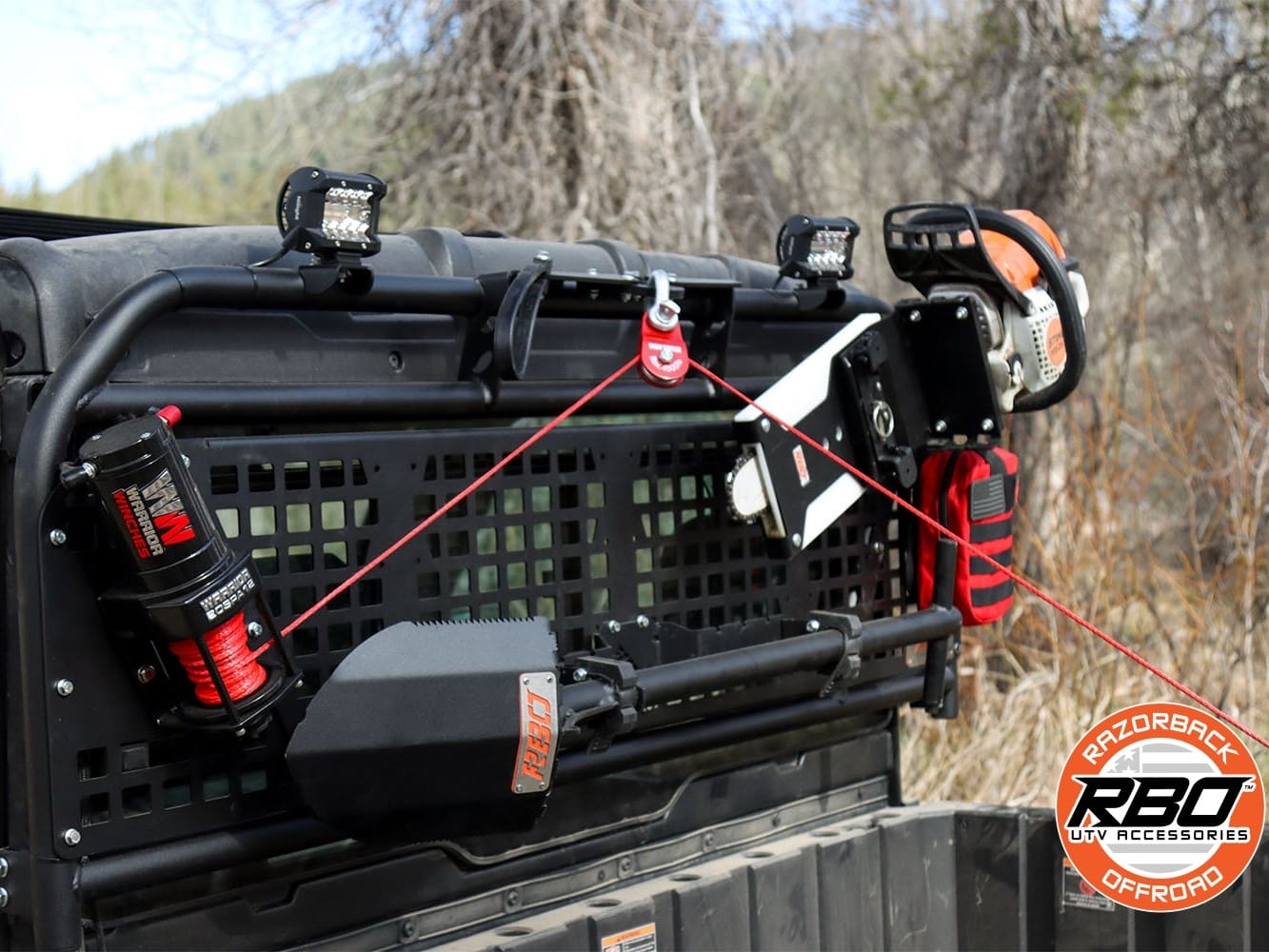 Razorback Polaris Ranger Headache Rack, Winch