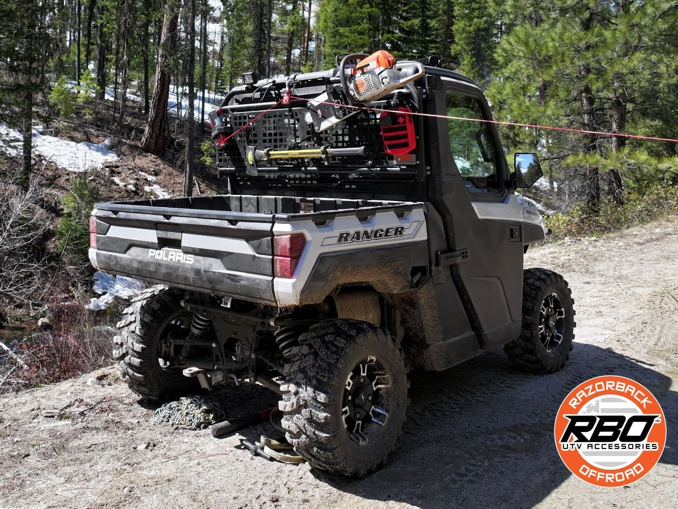 Razorback Polaris Ranger Headache Rack, Winch